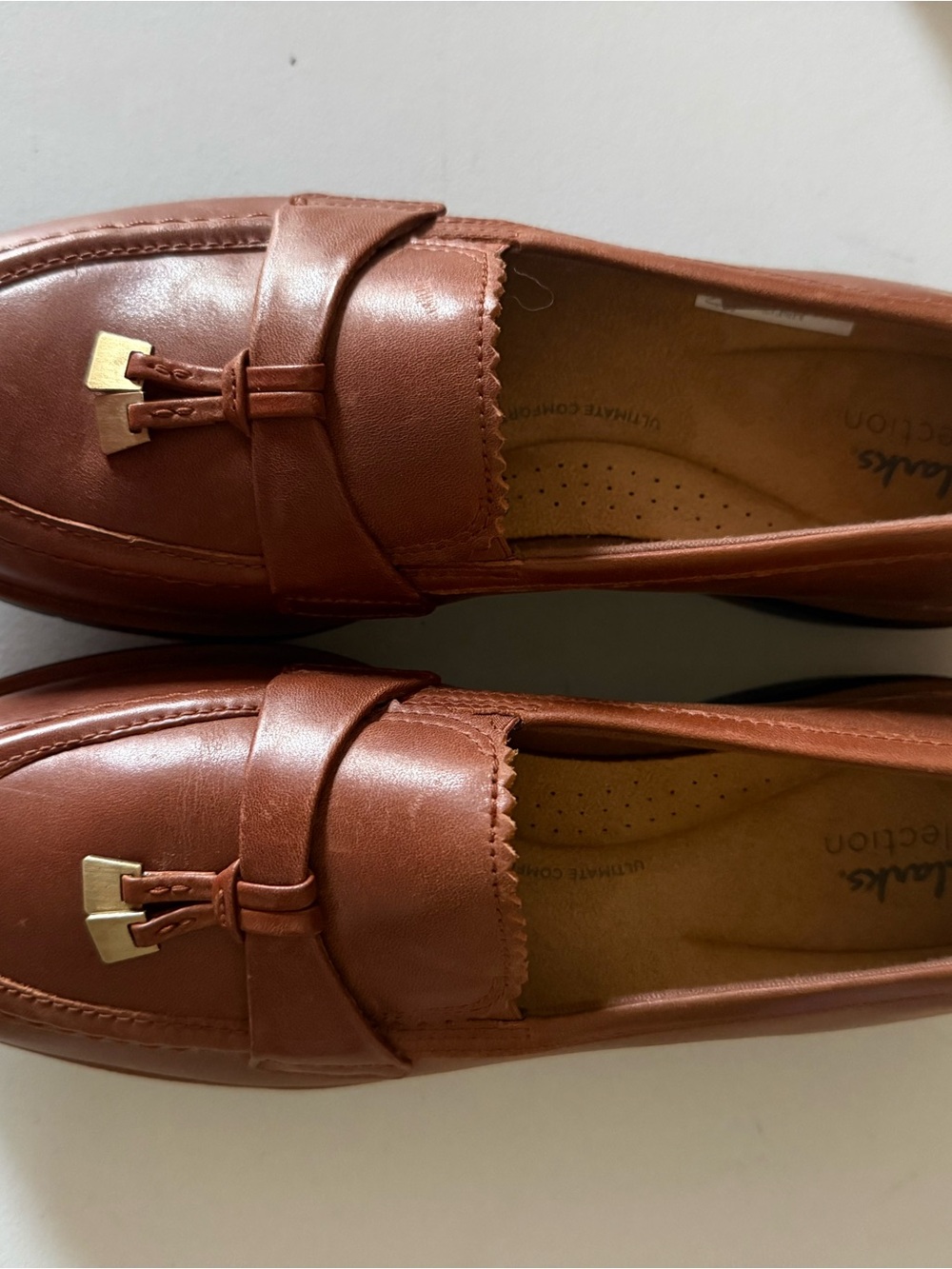 New womens brown Leather Tassel Loafer